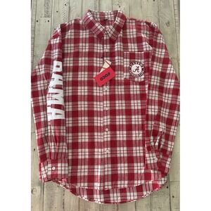 Alabama Crimson Tide FOCO Mens Flannel Plaid Long Sleeve Button Shirt Pocket - M